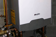 Condensing boiler on a wall